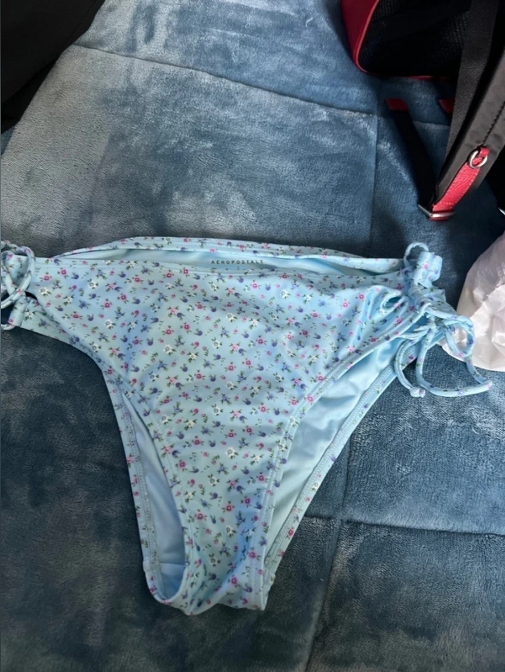 Light Blue Floral Tie-Side Bikini Bottoms